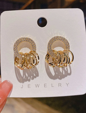 Load image into Gallery viewer, Rhinestone Circle Decor Earrings
