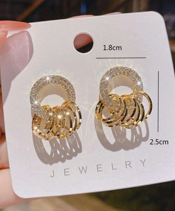 Rhinestone Circle Decor Earrings