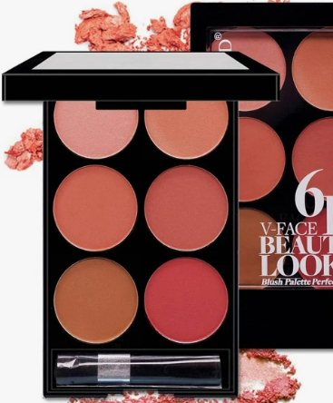 6 ألوان مادة احمر الخدود لوحة مكياج مع فرشاة