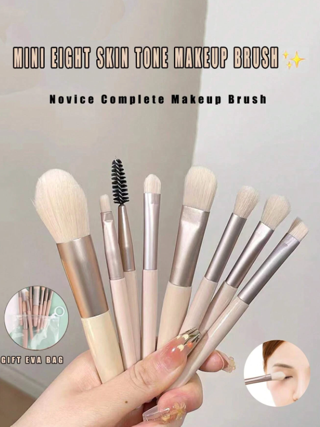 8 قطع محمول لين طقم فرشاة مكياج الى ظلال عيون , كريم اساس , مسحوق , مكياج اخفاء العيوب , شفاه & احمر الخدود مكياج مع حقيبة تخزين أسود جمعة
