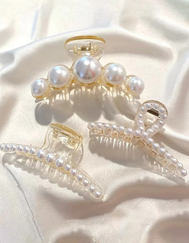 3 قطع مزخرف بلؤلؤ اصطناعي قباضة شعر للشعر الكثيف أبيض دبوس الشعر لحضور حفل زفاف عدم الانزلاق فك مقطع تسريحة شعر هدية اكسسوارت شعر للنساء و بنات