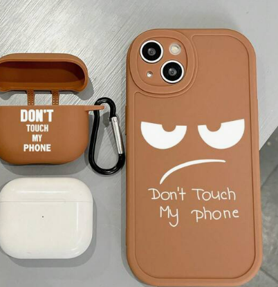 2 قطع بطباعة أحرف كفر موبايل و حافظة سماعة طقم