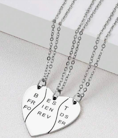 3 قطع من قلادة قلب الصداقة من الفولاذ المقاوم للصدأ للأطفال كهدية للأصدقاء الجيدين