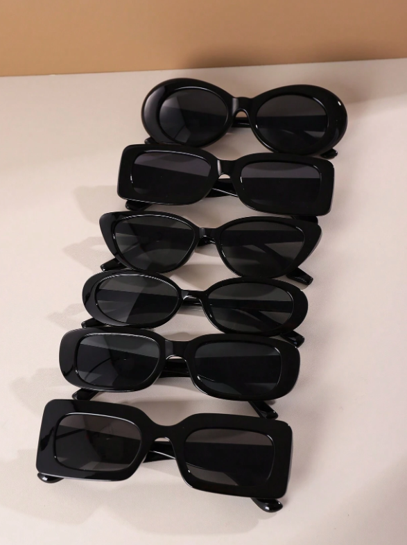 6 قطع من النظارات الشمسية الصيفية Y2k Retro Square Beach العصرية للرجال والنسا