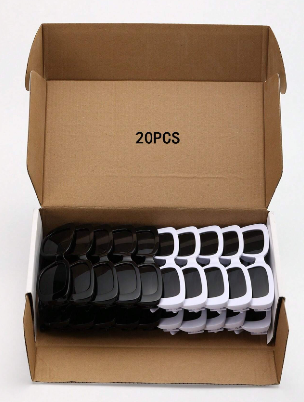 20 قطعة نساء أبيض نظارات بالجملة مربع بوهو إطار نظارات شمسية للصيف عطلة رائع خارجي الحياة اليومية ملابس اكسسوارات