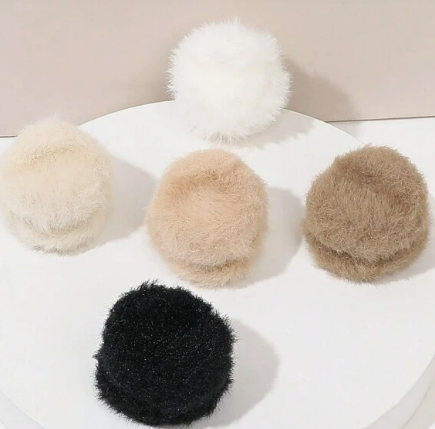 5مشابك شعر صغيرة مستديرة بفرو خريفية وشتوية ، قطع رأس جميلة مخملية بالوان الق