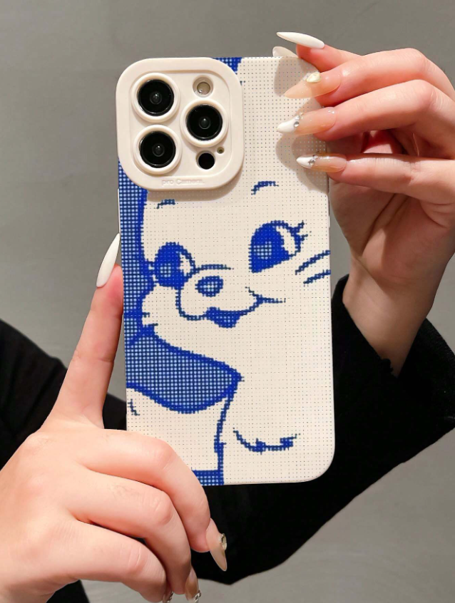 1pc الأرنب الفسيفساء المطبوعة حالة الهاتف Tpu الأبيض مع نمط العين لفون