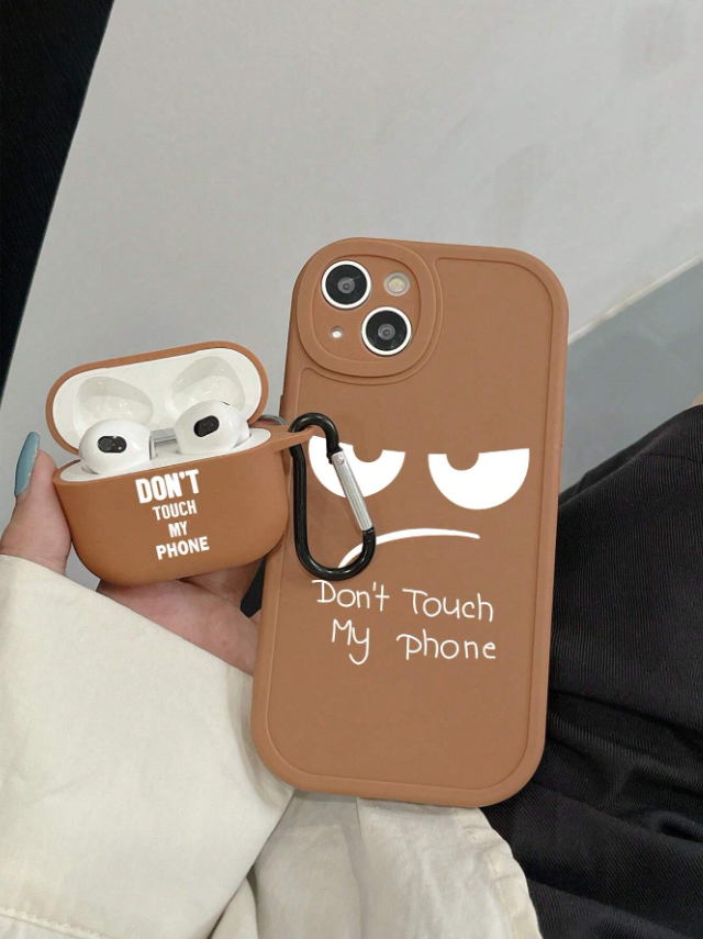 2 قطع بطباعة أحرف كفر موبايل و حافظة سماعة طقم