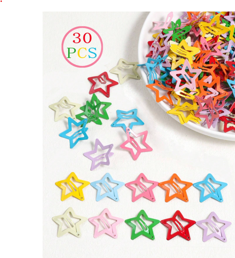30 قطعة مشابك شعر نجمية ملونة للفتيات، مناسبة للحياة اليومية