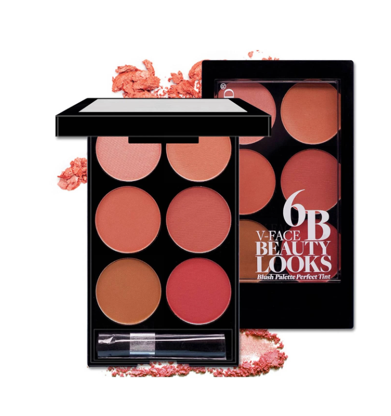 6 ألوان مادة احمر الخدود لوحة مكياج مع فرشاة