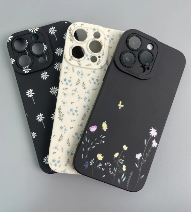 3 Transparant Fijn Gat TPU Geschilderd Bloemen patroon Telefoonhoesjes Voor iPhone