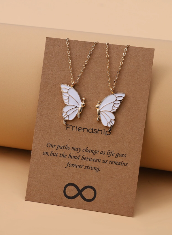 2 stuks vlinder bedel ketting