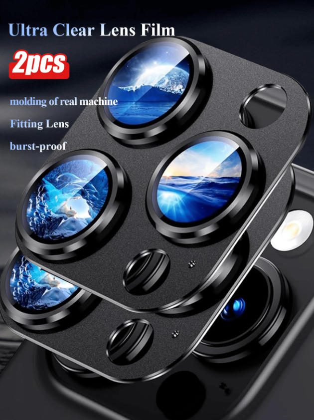 2 stukken Zwart Decoratief Bescherming van de camera Film Geschikt voor Appel modellen , Hoge definitie , Schockbestendig & Krasbestendig