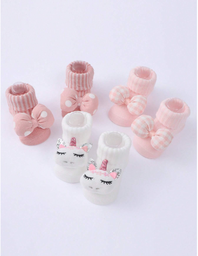 3 أزواج / عبوة من الجوارب الكرتونية للأطفال حديثي الولادة والأولاد والبنات للأطفال حديثي الولادة ، جوارب أرضية قابلة للتهوية