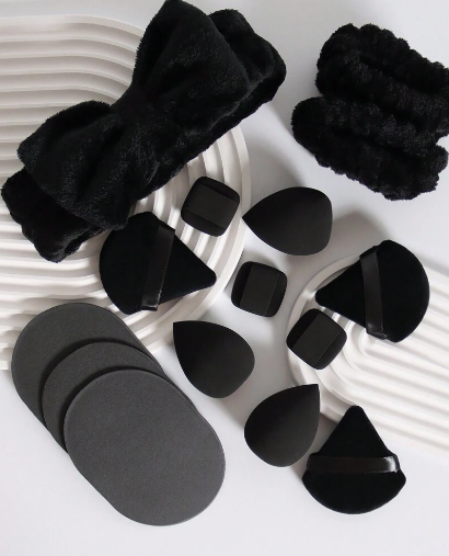 15pcs Makeup Tools Set, 1pc Bowknot Hairband & 2pcs Wristbands &