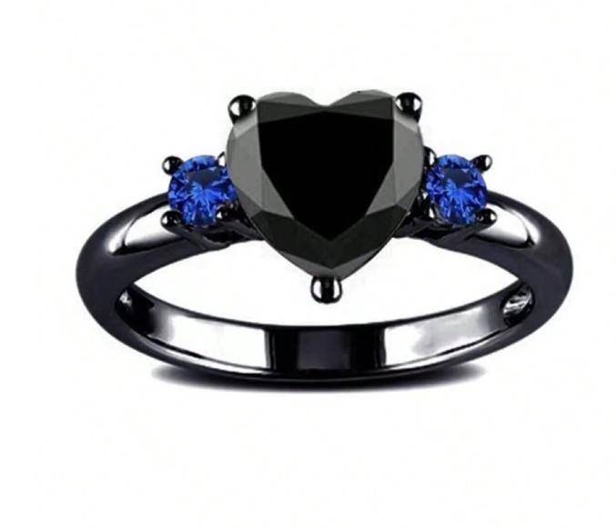 1pc Simple & Cool Style Electroplated Heart Shaped Black Gemstone Ring Suitable For Wearing To Queue Up Activities