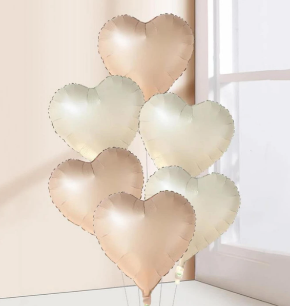 6 قطع لون كريمي على شكل قلب بالون & لون الكراميل Love شكل بالونات فويل الى خارجي حفلة عيد ميلاد زخارف