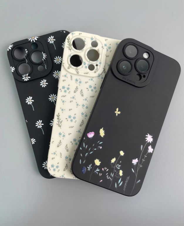 3 حالات هاتف شفافة بثقوب دقيقة مطبوع عليها نمط الزهور من Tpu لهاتف Iphone
