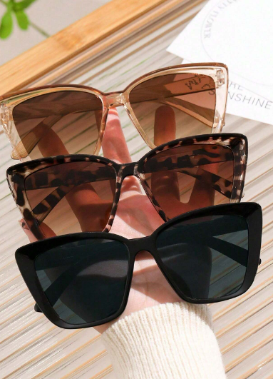 3 أزواج من نظارات الشمس المصممة بإطار عين القطة النسائية اللونين الأسود والشاي الفهدية ، نظارة شمسية عصرية بطراز Y2k للشاطئ والسفر والحفلات اليومية وللملابس كإكسسوارات