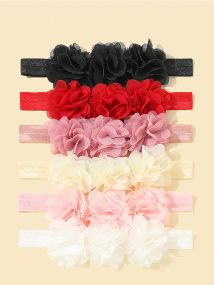 6 قطع للاطفال مزخرف بزهر طوق الشعر الى شعر زخارف