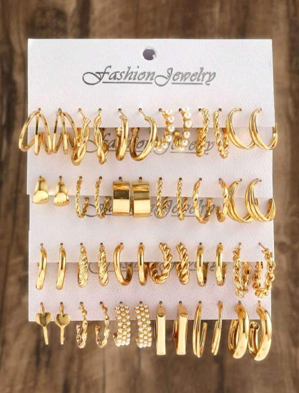 48 قطعة/مجموعة من الأقراط العصرية مع عناصر مختلفة مثل الفراشة، على شكل قلب، اللؤلؤ، حجر الراين، التصميم الهندسي، نمط العقد، إلخ؛ مناسب للعطلات، والحفلات، والمواعيد، والهدايا، والارتداء اليومي، وهدايا عيد الحب