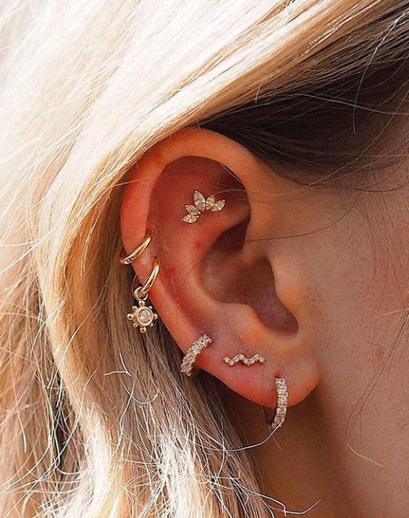 6قطعات/طقم موضة مكعب زركونيا زخرفة اقراط للنساء الزخرفة اليومية نحاس مجوهرات