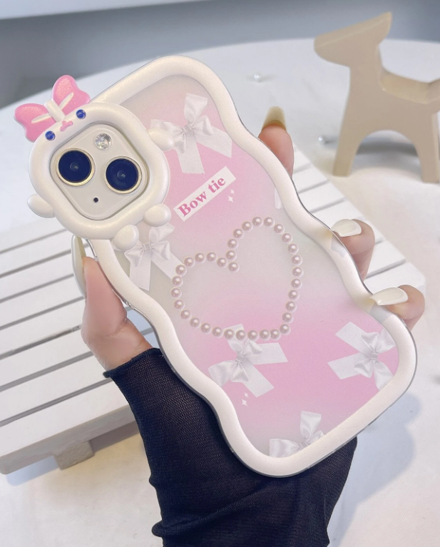 Coque de téléphone portable cœur & à nœud papillon à imprimé