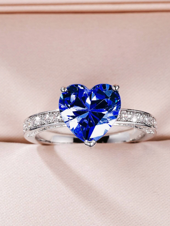 1 Pc Bague De Cœur De Mode En Zircone Cubique Pour Femmes Pour La Saint-valentin Bijoux De Mariage Pour Cadeau D'engagement