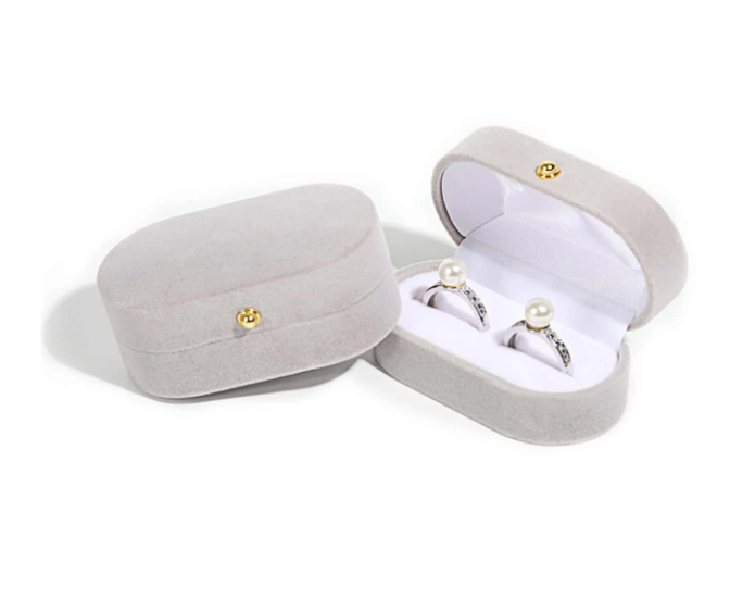 1 Pièce Boîte De Rangement De Bague Unie, Étui De Bague Gris Pour Mariage, Rangement À Domicile, Cadeau Pour La Saint-valentin