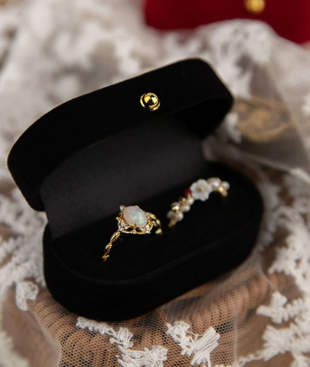 1 Pièce Boîte À Anneaux Unie, Organisateur De Bague Noir Simple Pour Le Mariage, Rangement Maison, Cadeau Pour La Saint-valentin