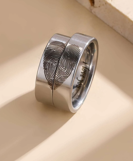 2 pièces Anneau couple à motif cœur