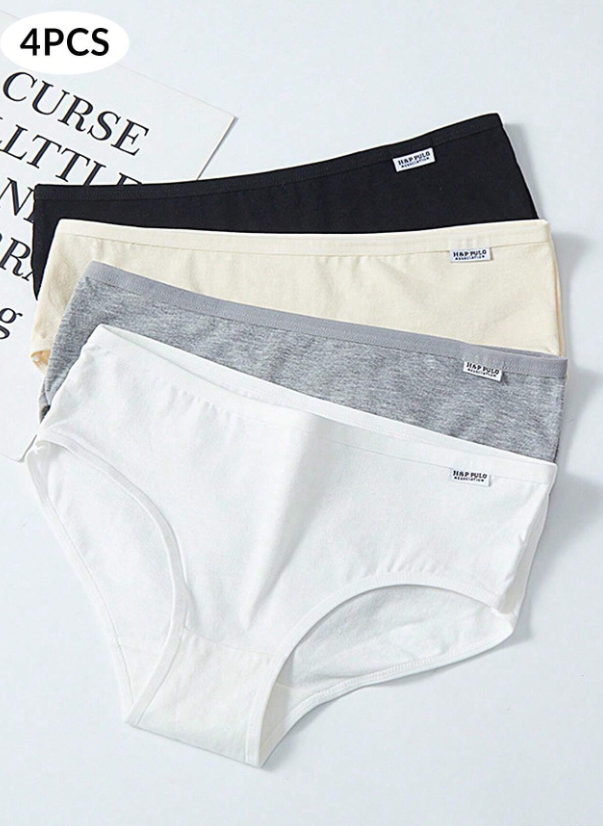 4 Pièces De Sous-vêtements De Triangle Décontracté Solide Pour Femmes, Confortables Et Respirants