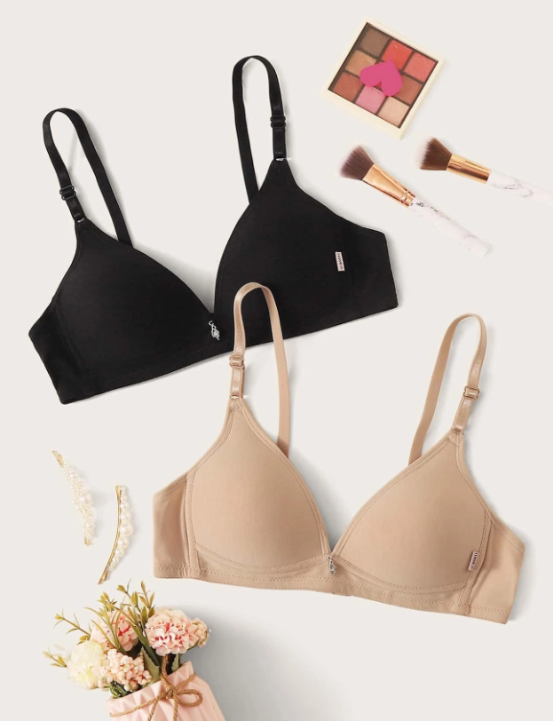 2 pièces Soutien-gorge unicolore avec sangle réglable