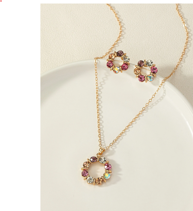 3 pièces/set Set De Bijoux Glamour En Alliage De Zinc À Strass À Fleur Pour Femme Pour Décoration Quotidienne