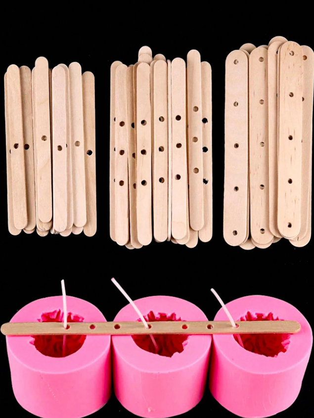 10 Pièces Porte-mèche En Bois Pour Bougie Parfumée Faite À La Main , Dispositif Central De Mèche Pour Fournitures De Fabrication De Bougies Édition D'art Et D'artisanat Manuels