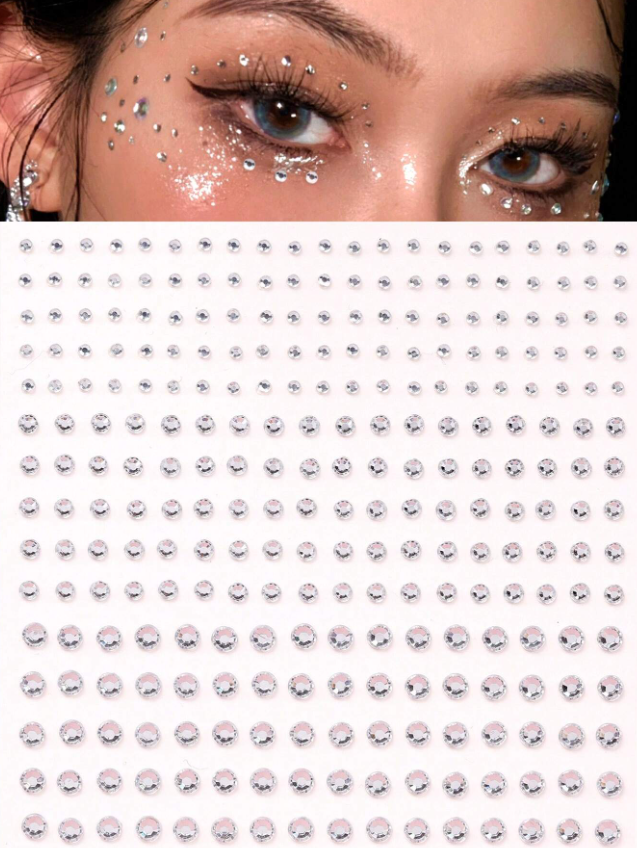 1 pièce Argent 3D imitation Œil & Visage Décoratif Autocollant Pour DIY Festival De Musique , Y2K Fête Maquillage Noir Vendredi