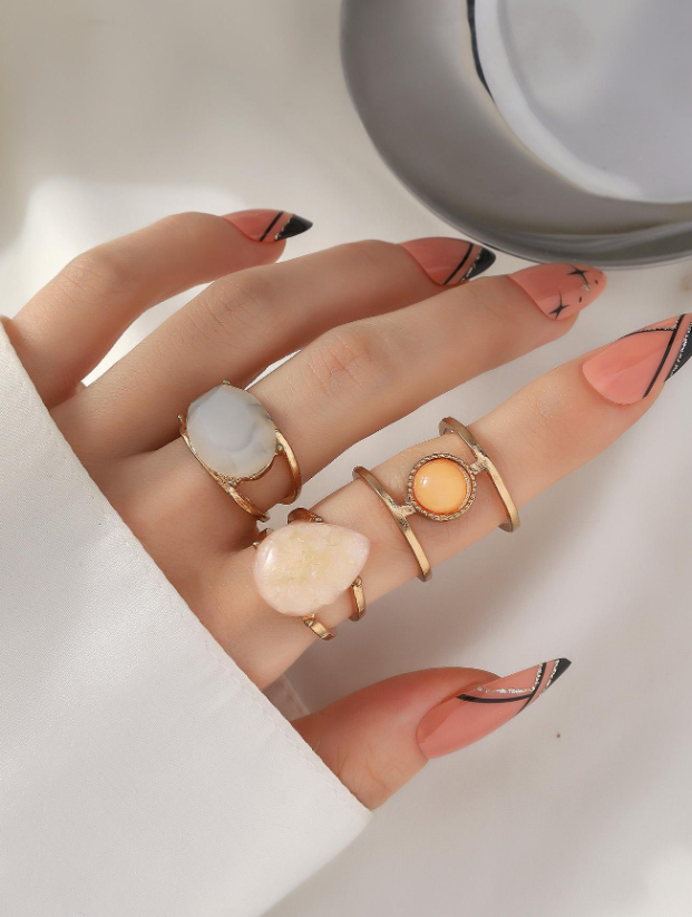 3 pièces/set Anneau À Détail Géométrique