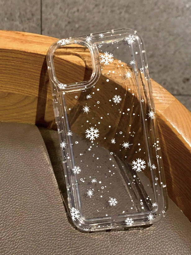 Coque Transparente Imprimée Graphique De Motif Et De Flocons De Neige De Noël Pour Iphone