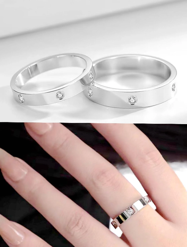 1pc Trendy Diamond Inlaid Titanium Steel Rings Fashionable Accessory For Any Occasion,Great As Birthday, Valentine's Day Gift, Engagement Or Wedding Ring