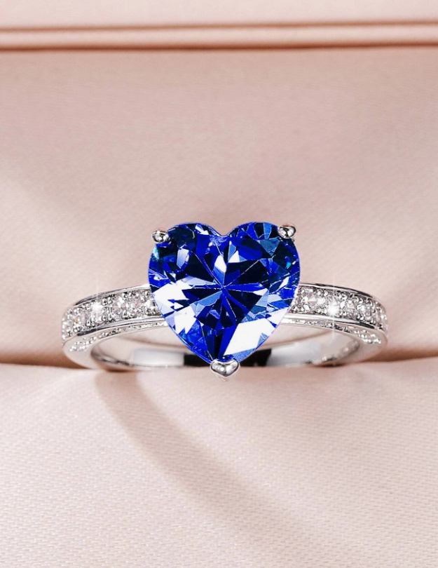 1 PC Fashion Heart Cubic Zirconia Ring For Women For Valentine's Day Gift Wedding Engagement Jewelry