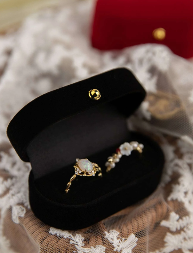 1pc Plain Ring Box, Simple Black Ring Organizer For Wedding, Home Storage, Gift For Valentine's Day