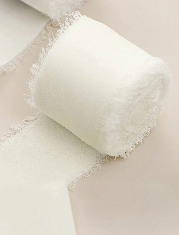 1 Roll Cream White Ribbon , Chiffon Ribbon for Gift Wrapping, 1.5
