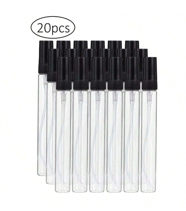 20pcs10ml Portable Perfume Bottle Spray Refillable Cosmetic Sample Glass Bottling Empty Glass Container