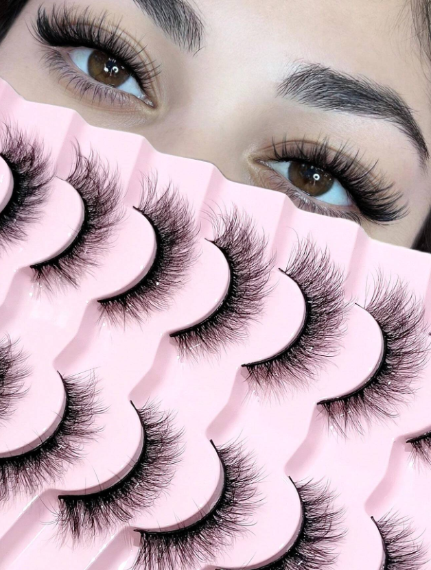 Asiteo 7 Pairs 3D Natural Wispy Soft Faux Mink Lashes Fluffy Daily Faux Mink Eyelash For Vacation