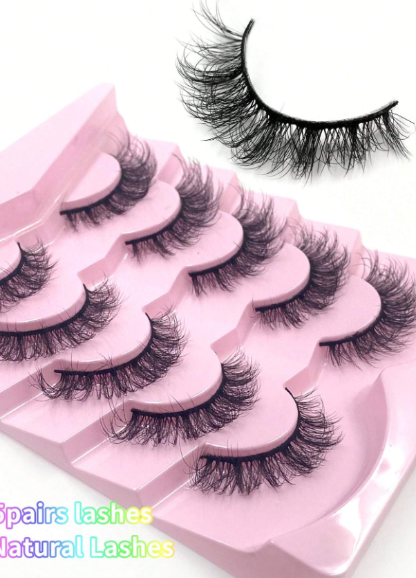 5 Pairs Fluffy Faux Mink Lashes Volume Fake Eyelash Strips Natural Look False Eyelashes