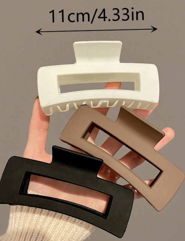 1-4pcs Large Square Lightweight Plastic Hair Claw & Clip In Black, White, Brown, Stylish Versatile Chic Hair Accessory For Daily Wear, Outdoors, Face Washing, Bathing, Makeup, Outfit Matching, Jewelry Decorating, Headband Clamping, Elegant And Trendy
