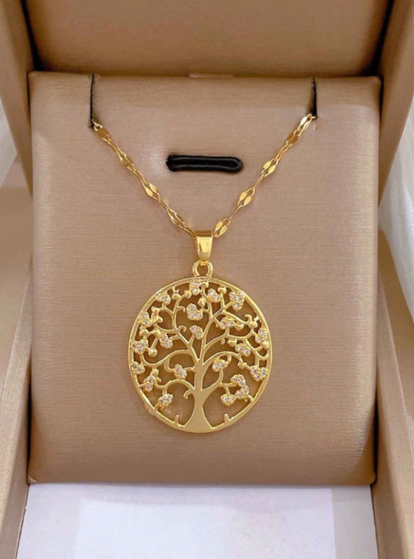 1pc Tree Of Life Luxury Party Wedding Necklace For Women, Unique Design All-match Collarbone Chain Pendant Necklace