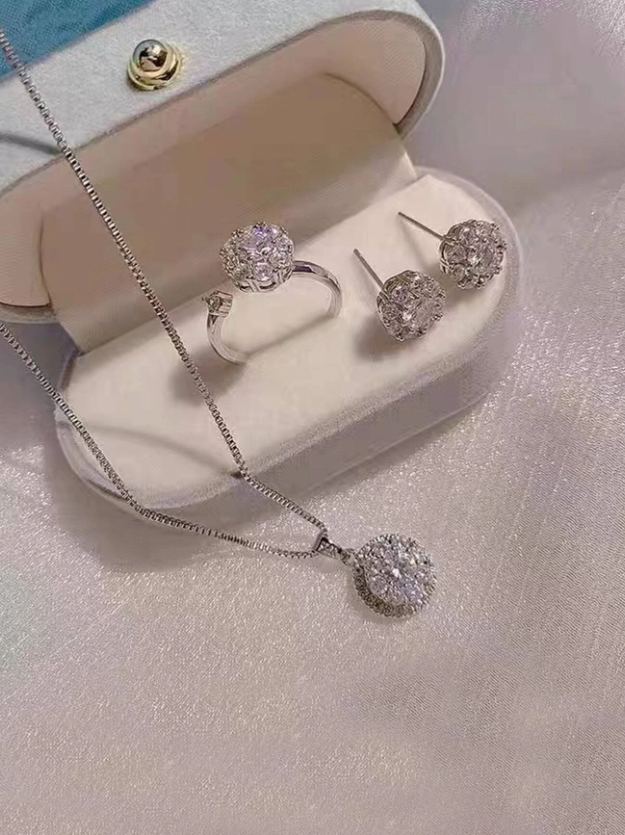 4pcs/set Cubic Zirconia Decor Jewelry Set