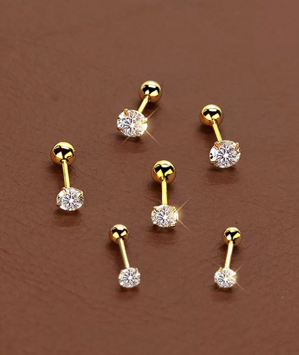 6pcs Fashionable Minimalist Titanium Steel 3mm/4mm/5mm Cubic Zirconia Pierced Decorative Stud Earrings Suitable For Daily Wear By Women