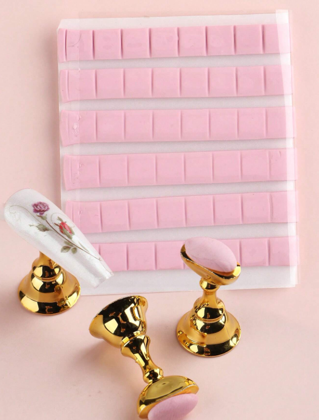 48pcs Pink Nail Art Adhesive Glue Clay Nail Art Reusable Tacky Gel For Practice Stand Display False Tips Manicure Tools